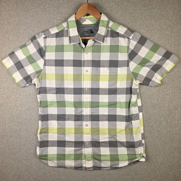 The North Face Other - The North Face Mens Green Grey Plaid Short Sleeve Button Down Shirt Large